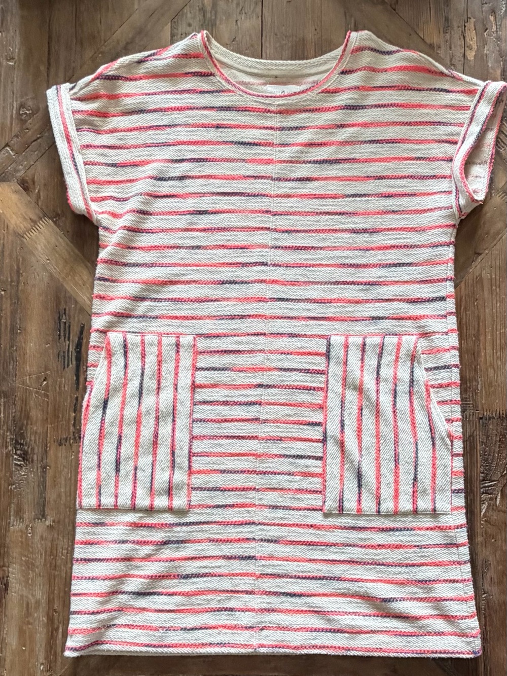 Lou & Grey Cream and Coral Striped Mini Dress